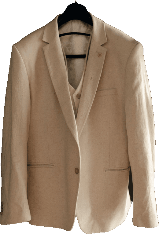 Beige blazer on a hanger